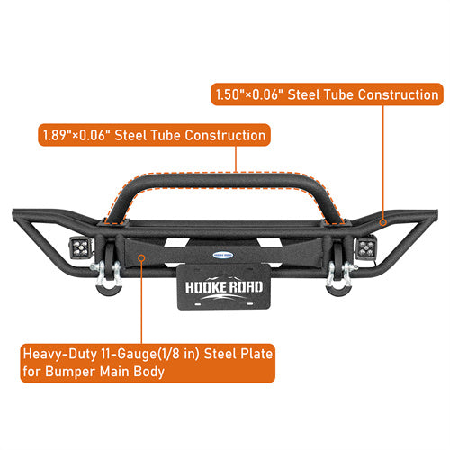 Road Trip Tubular Front Bumper w/ LED Spotlights For 1997-2006 Jeep Wrangler TJ - Ultralisk4x4