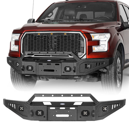 Rock Crawler Full-Width Front Bumper For 2015-2017 Ford F-150 - Ultralisk4x4-u8280-1