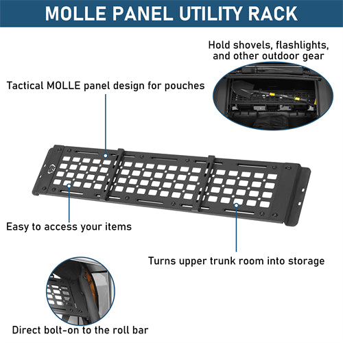 Trunk MOLLE Panel Utility Rack For 2007-2018 Jeep Wrangler JK 4-Door Hardtop - Ultralisk4x4