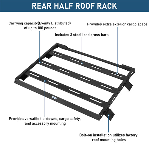 Rear Half Roof Rack For 2021-2025 Ford Bronco 4 Doors Hardtop - Ultralisk4x4