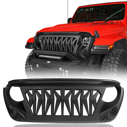 Shark Grille Matte Black Replacement Grille For 2018-2025 Jeep Wrangler JL & Gladiator JT - Ultralisk4x4