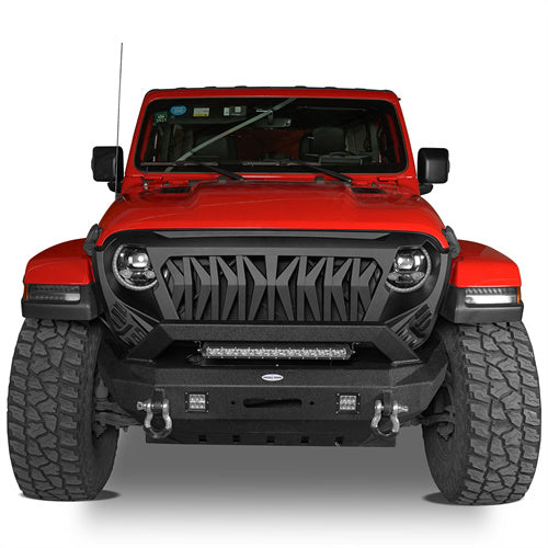 Shark Grille Matte Black Replacement Grille For 2018-2025 Jeep Wrangler JL & Gladiator JT - Ultralisk4x4