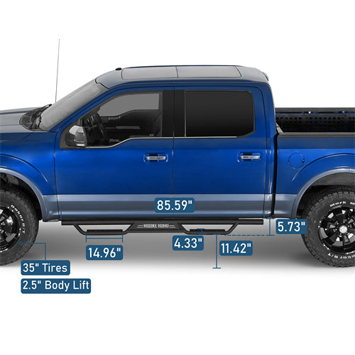 Nerf Side Step Bars For 2015-2024 Ford F-150 SuperCrew / 2017-2024 F-250 F-350 Crew Cab - Ultralisk4x4