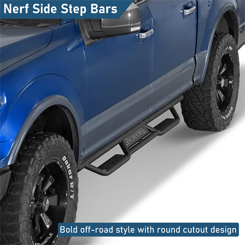 Nerf Side Step Bars For 2015-2024 Ford F-150 SuperCrew / 2017-2024 F-250 F-350 Crew Cab - Ultralisk4x4