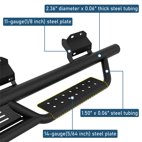 Nerf Side Step Bars For 2015-2024 Ford F-150 SuperCrew / 2017-2024 F-250 F-350 Crew Cab - Ultralisk4x4