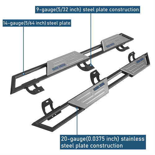 Off-road BladeX Series Nerf Side Step Bars For 2018-2025 Jeep Wrangler JL 4-Door - Ultralisk4x4-u3084-8