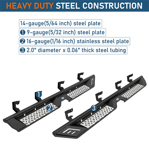 Nerf Side Step Bars For 2007-2018 Chevy Silverado/GMC Sierra 1500 | Crew Cab; 2007-2019 Chevy Silverado/GMC Sierra 2500 HD 3500 HD | Crew Cab - Ultralisk4x4