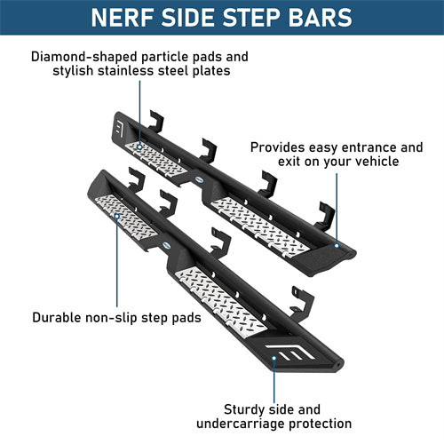 Nerf Side Step Bars For 2007-2018 Chevy Silverado/GMC Sierra 1500 | Crew Cab; 2007-2019 Chevy Silverado/GMC Sierra 2500 HD 3500 HD | Crew Cab - Ultralisk4x4