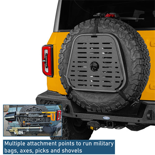 Spare Tire Mount Molle Storage Panel For 87-18 Jeep Wrangler YJ TJ JK & 21-25 Ford Bronco - Ultralisk 4x4