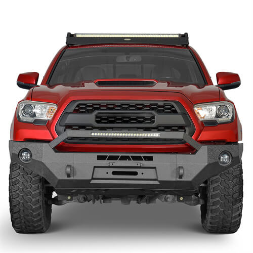 Tacoma 3rd Gen Full Width Front Bumper w/ LED Light Bar & Bull Bar For 2016-2023 Toyota Tacoma - ultralisk4x4 ul4211s 2