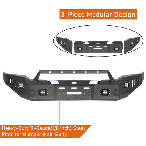 Ford F-150 Texture Black Front Bumper w/Winch Plate For 2018-2020 Ford F-150 Excluding Raptor - ultralisk4x4 ul8255 13