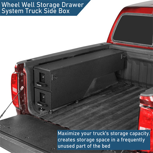 Wheel Well Storage Drawer System Truck Side Box For 2015-2022 Chevy Colorado GMC Canyon 5'2" Bed - Ultralisk4x4