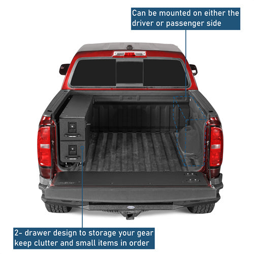 Wheel Well Storage Drawer System Truck Side Box For 2015-2022 Chevy Colorado GMC Canyon 5'2" Bed - Ultralisk4x4