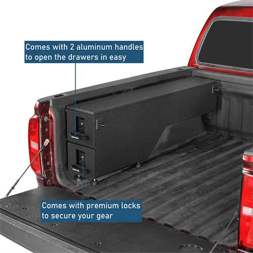 Wheel Well Storage Drawer System Truck Side Box For 2015-2022 Chevy Colorado GMC Canyon 5'2" Bed - Ultralisk4x4