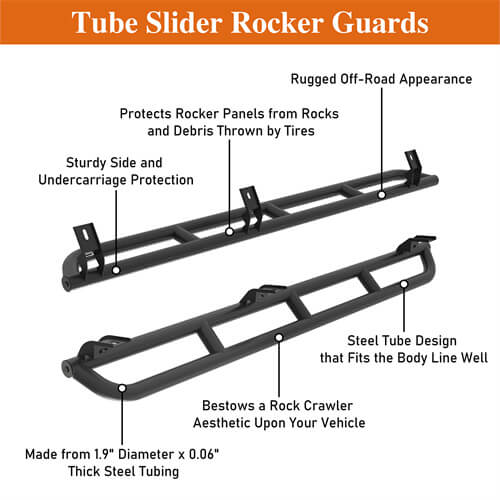 Tube Slider Rocker Guards For 2015-2025 Chevy Colorado & GMC Canyon Crew Cab - Ultralisk4x4
