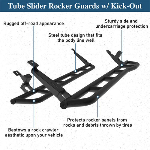 Tube Slider Rocker Guards w/ Kick-Out For 2003-2010 Porsche Cayenne 955/957 - Ultralisk4x4