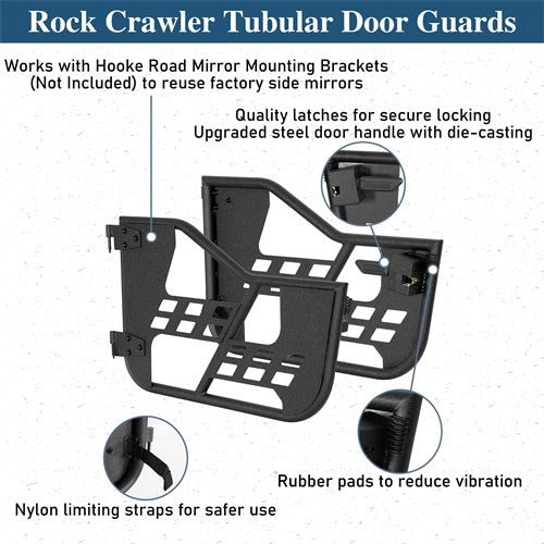 Rock Crawler Tubular Door Guards For 1997-2006 Jeep Wrangler TJ - Ultralisk4x4