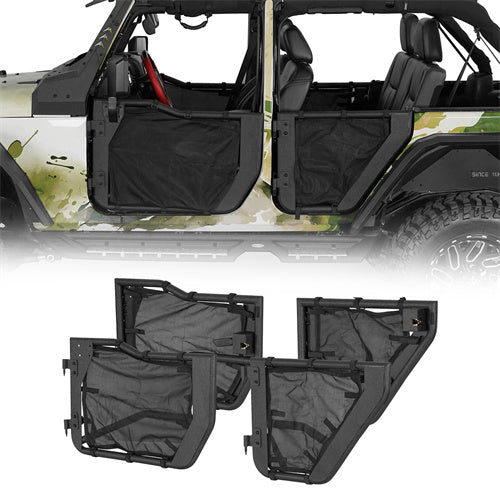 Tube Half Front & Rear Doors w/ Black shade skins For 2007-2018 Jeep Wrangler JK 4 Doors - Ultralisk4x4