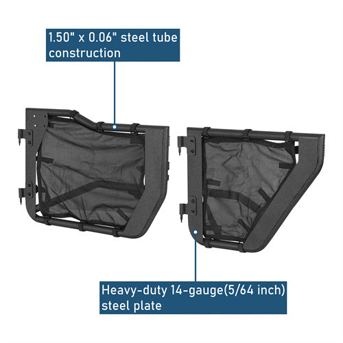 Tube Half Front & Rear Doors w/ Black shade skins For 2007-2018 Jeep Wrangler JK 4 Doors - Ultralisk4x4