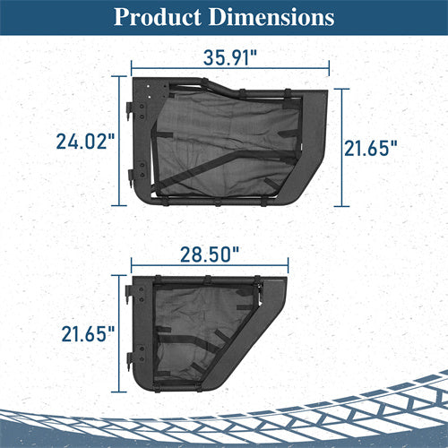 Tube Half Front & Rear Doors w/ Black shade skins For 2007-2018 Jeep Wrangler JK 4 Doors - Ultralisk4x4