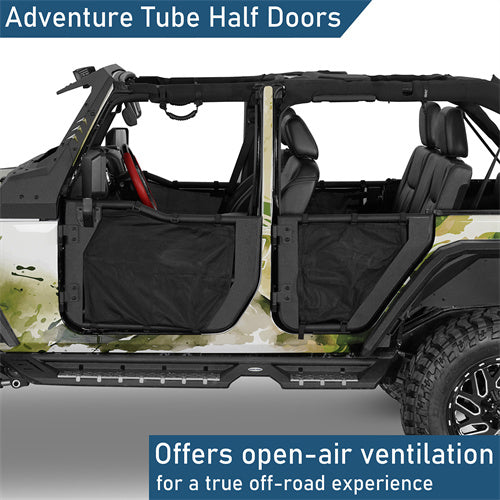 Tube Half Front & Rear Doors w/ Black shade skins For 2007-2018 Jeep Wrangler JK 4 Doors - Ultralisk4x4