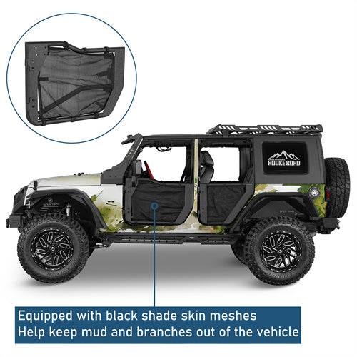 Tube Half Front & Rear Doors w/ Black shade skins For 2007-2018 Jeep Wrangler JK 4 Doors - Ultralisk4x4