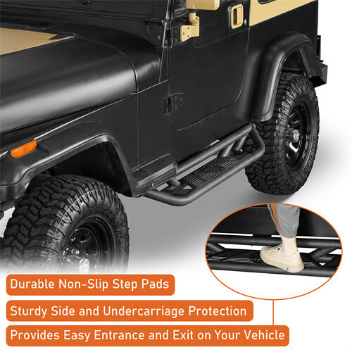 Tubular Side Step Bars For 1987-1995 Jeep Wrangler YJ - Ultralisk4x4 -u1064s-6