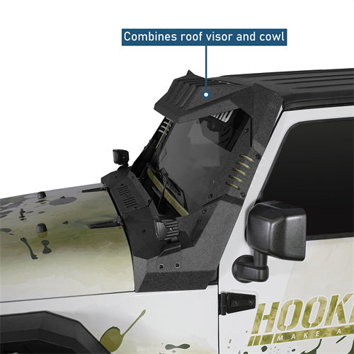 Off-Road Madmax Windshield Frame Cover Visor/Cowl Combination For 2007-2018 Jeep Wrangler JK - Ultralisk4x4-u2108-5