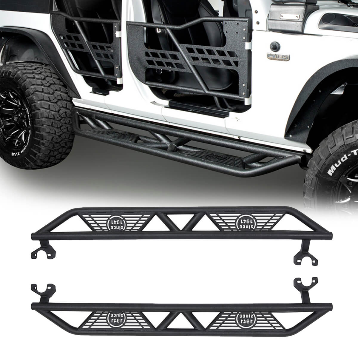 jeep Jk Side Steps 4 Door Running Boards Nerf Bars Rock Rails with Steps Rock Sliders for Jeep Wrangler JK 2007-2018 BXG031 ultralisk4x4 1