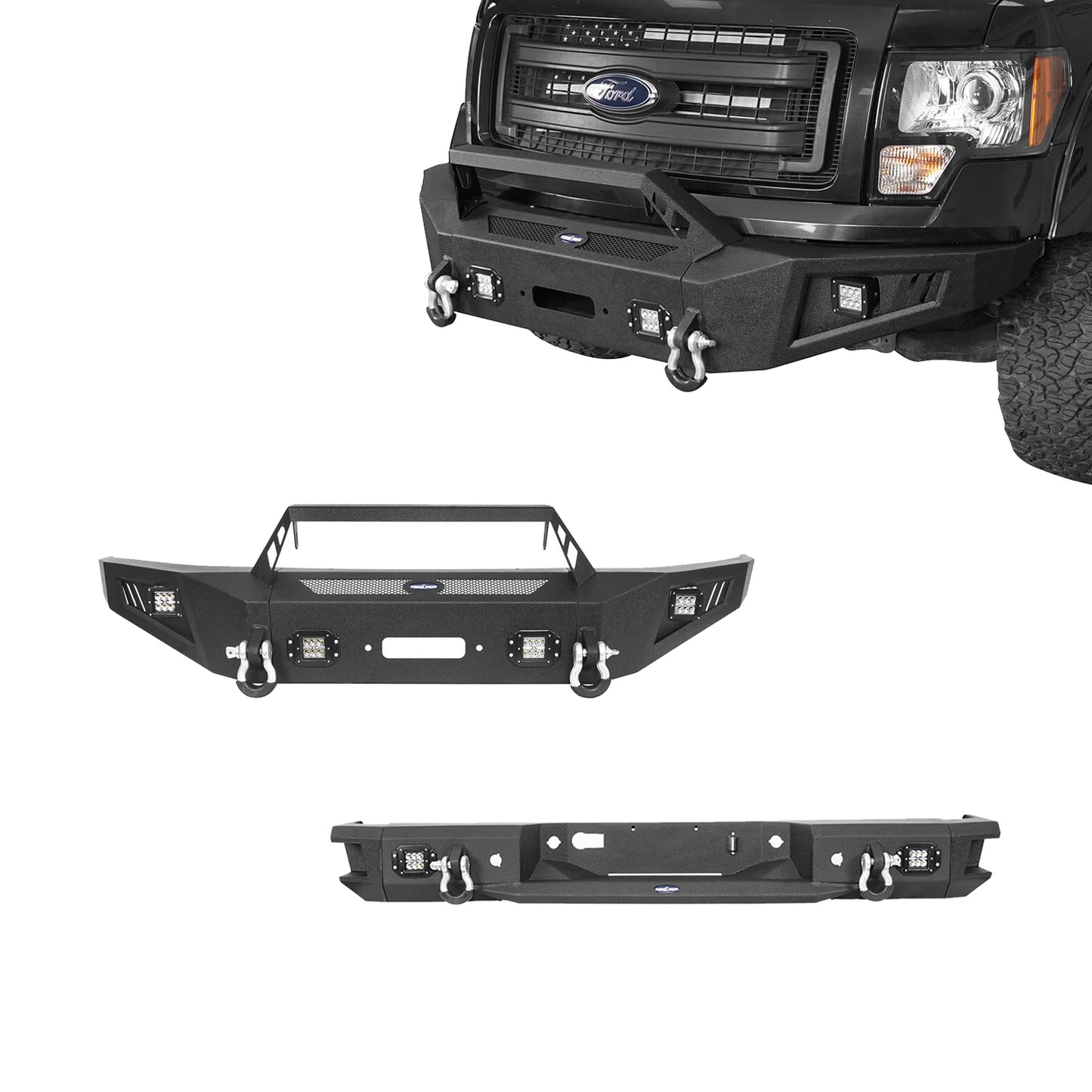 Front Bumper & Rear Bumper & Roof Rack(09-14 Ford F-150 SuperCrew,Excluding Raptor) - ultralisk4x4