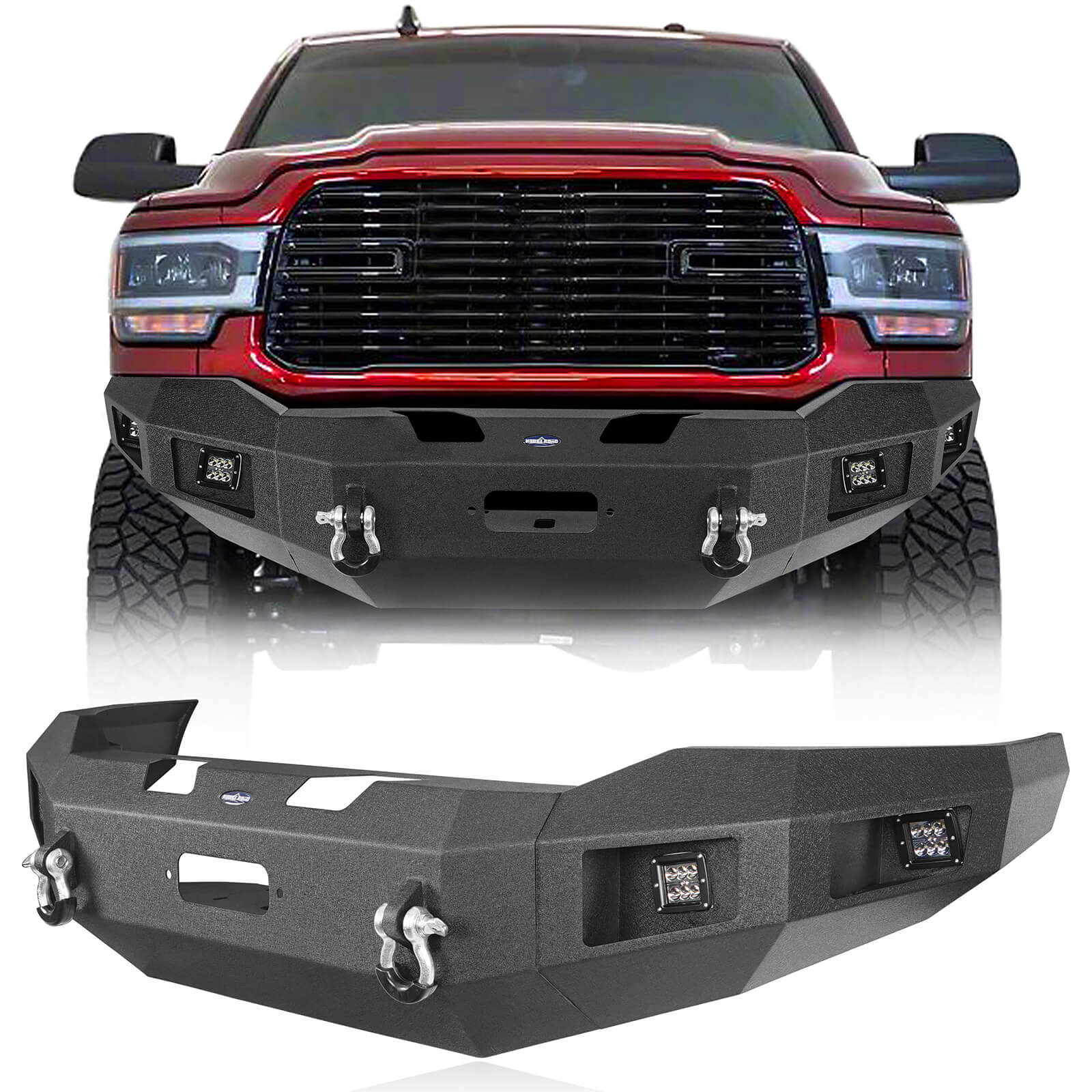 Bumper Para Carro Full-Width Front Bumper W/Winch Plate Spotlights(19-23, 55% OFF