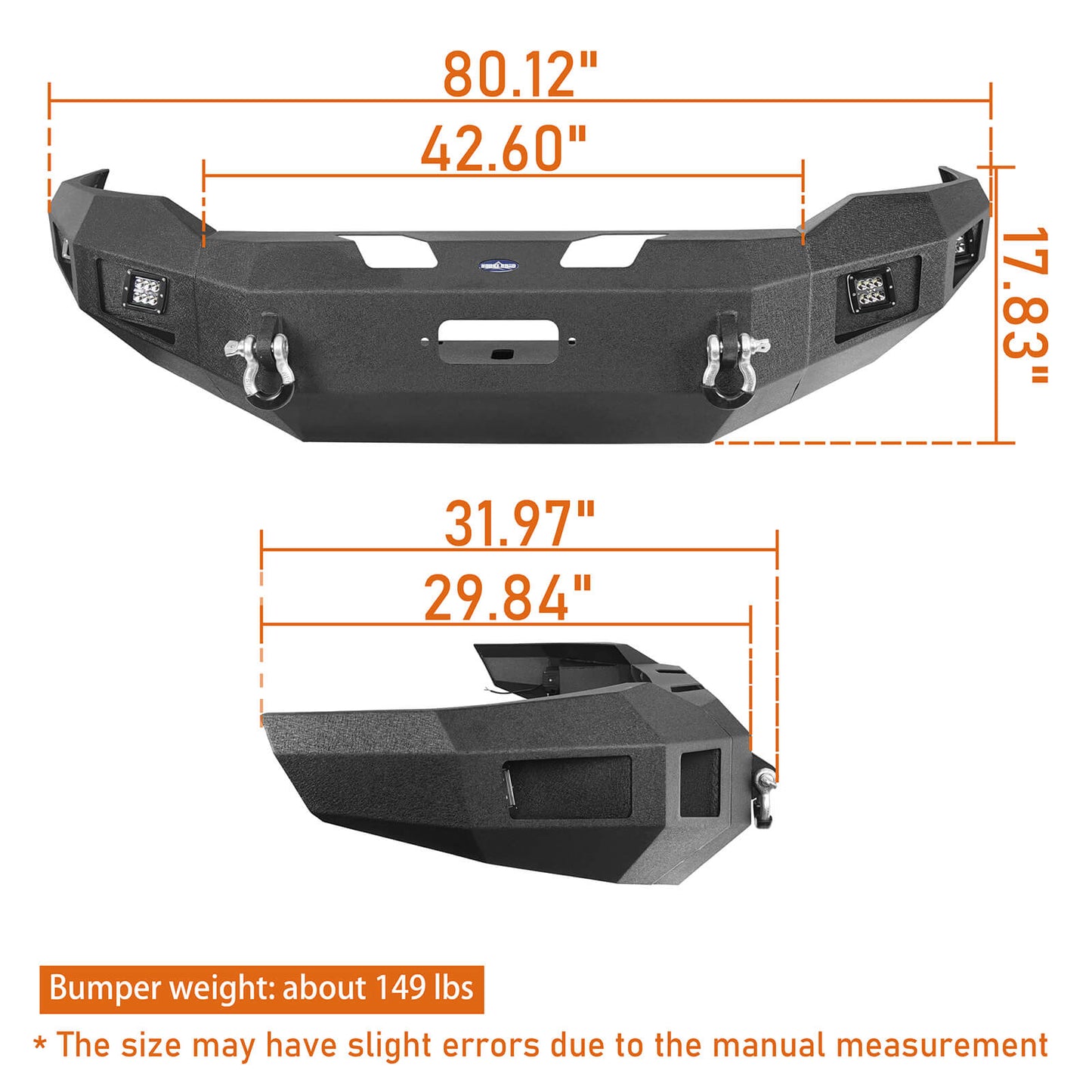 Full-Width Front Bumper w/Winch Plate & Spotlights for 2019-2021 Dodge Ram 2500 - Ultralisk 4x4 u6300 6