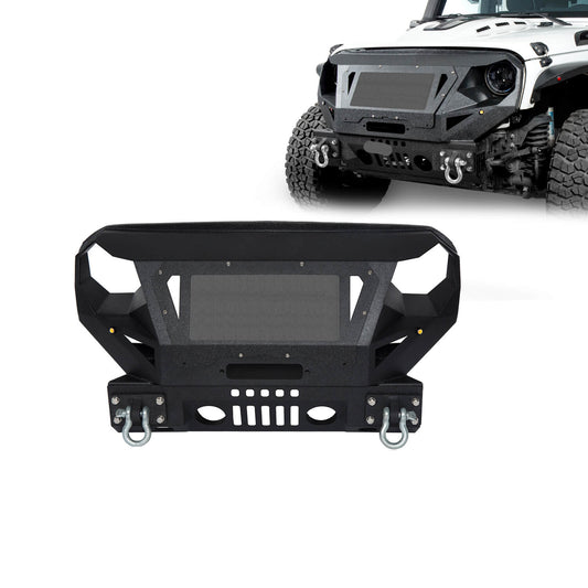 Jeep JK Steel Front Bumper w/Grille & Winch Plate(07-18 Jeep Wrangler JK) - Ultralisk 4x4