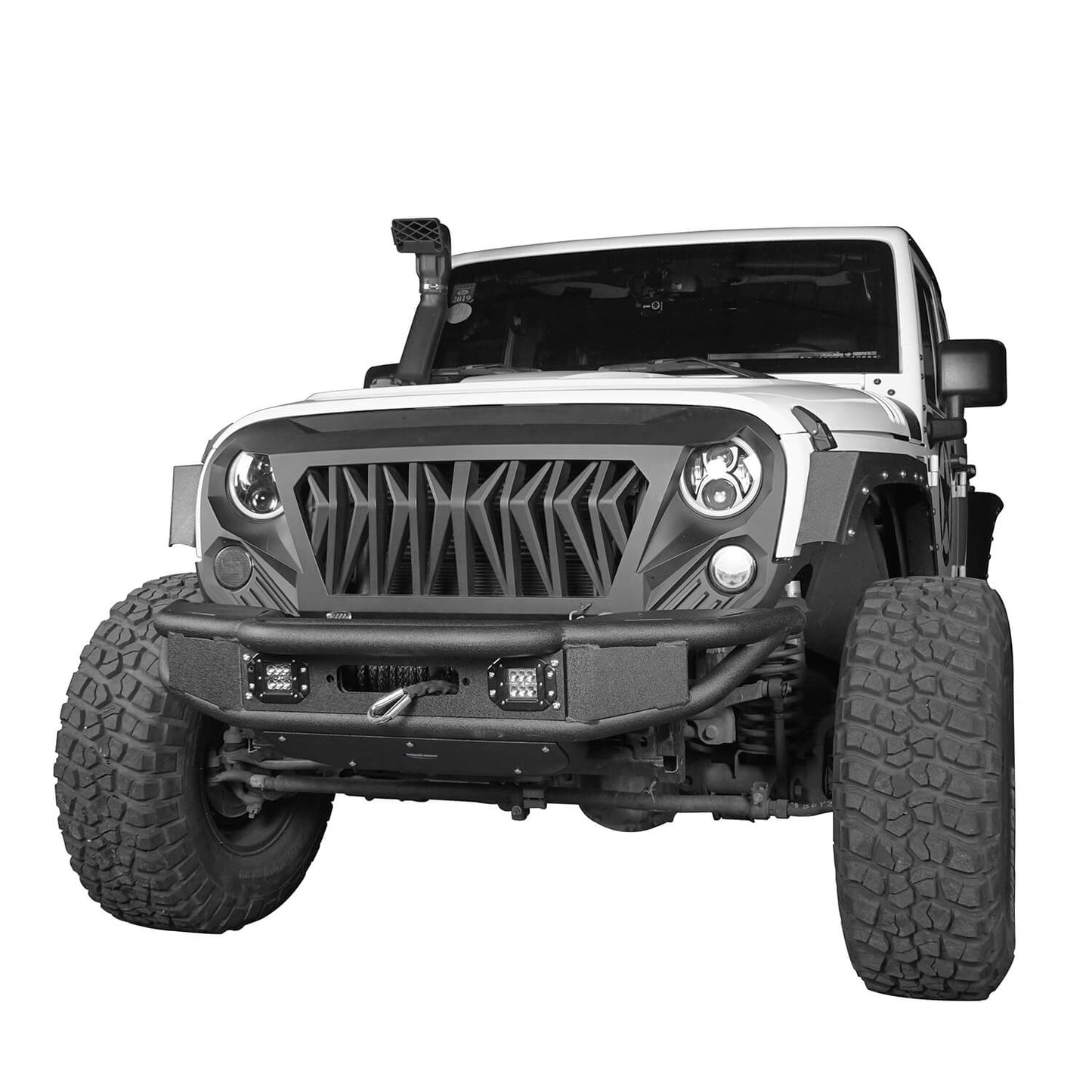 Stubby Tube Front Bumper w/Winch Plate & LED Spotlights(07-18 Jeep Wrangler JK) - Ultralisk 4x4