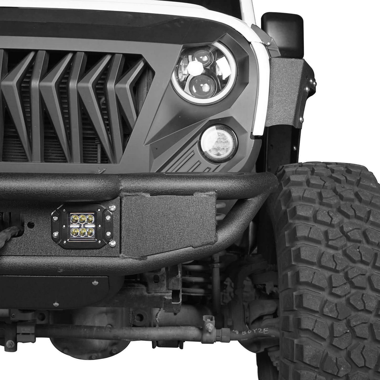 Stubby Tube Front Bumper w/Winch Plate & LED Spotlights(07-18 Jeep Wrangler JK) - Ultralisk 4x4