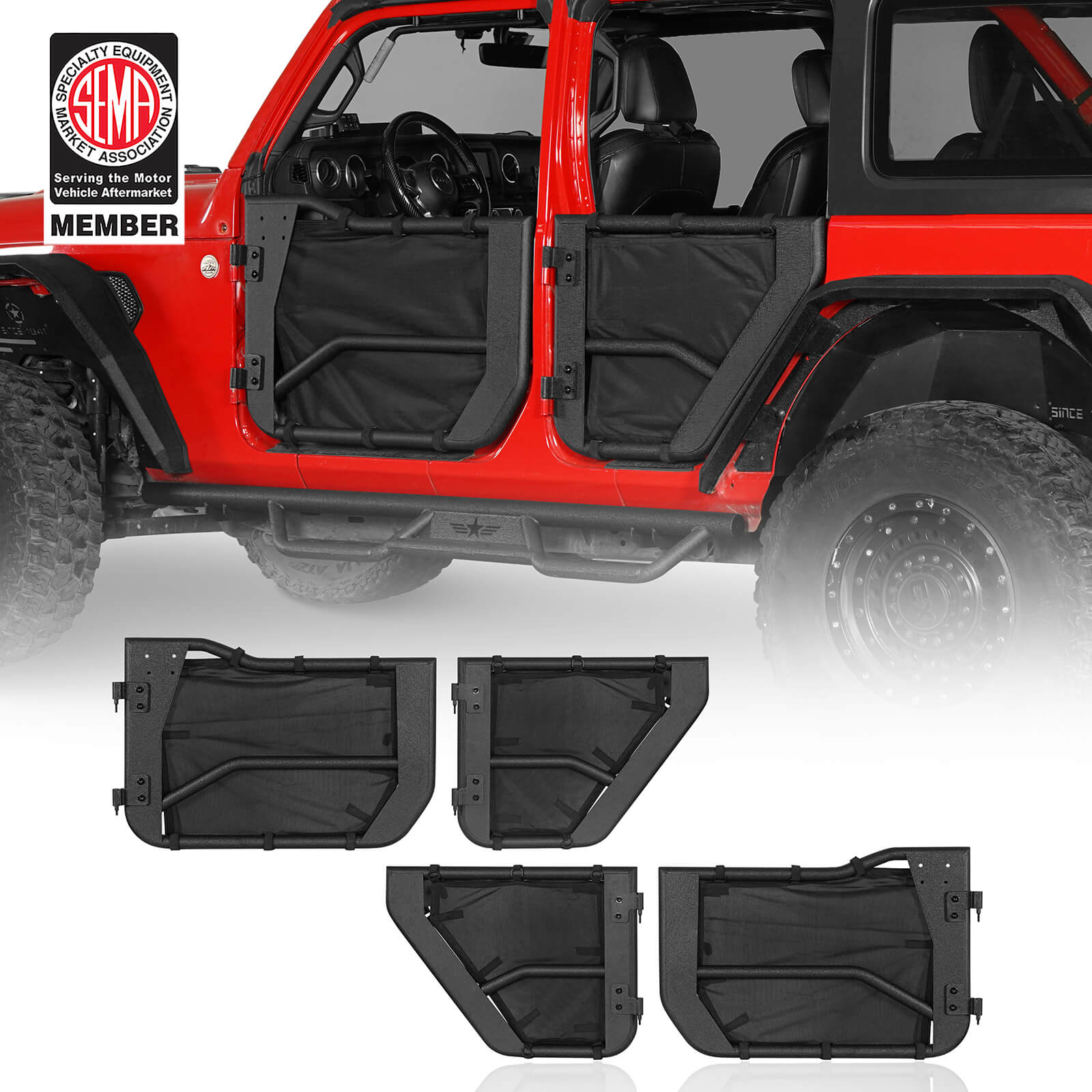 Jeep Wrangler JL & Gladiator JT Tube Half Front & Rear Doors w