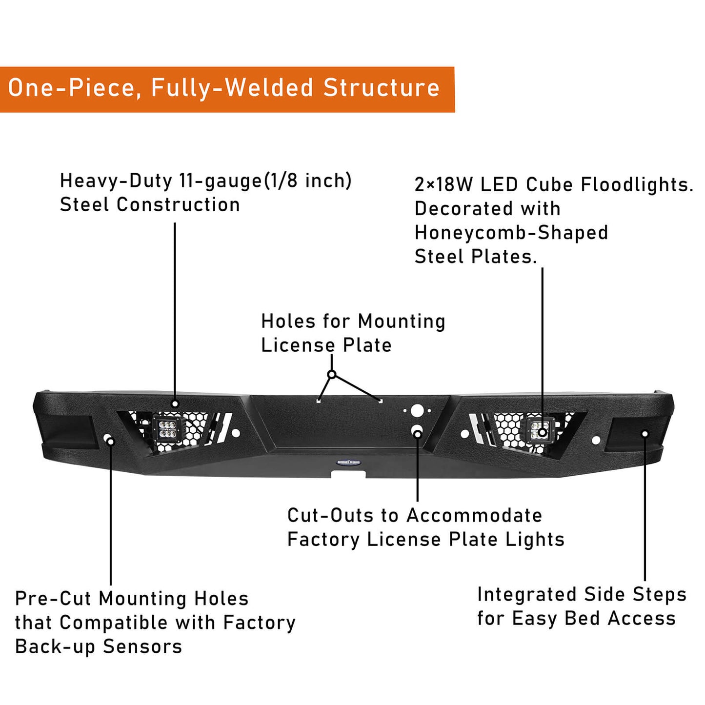 HR Rear Bumper Back Bumper for Chevy Silverado 1500 - ultralisk4x4 u9024 7