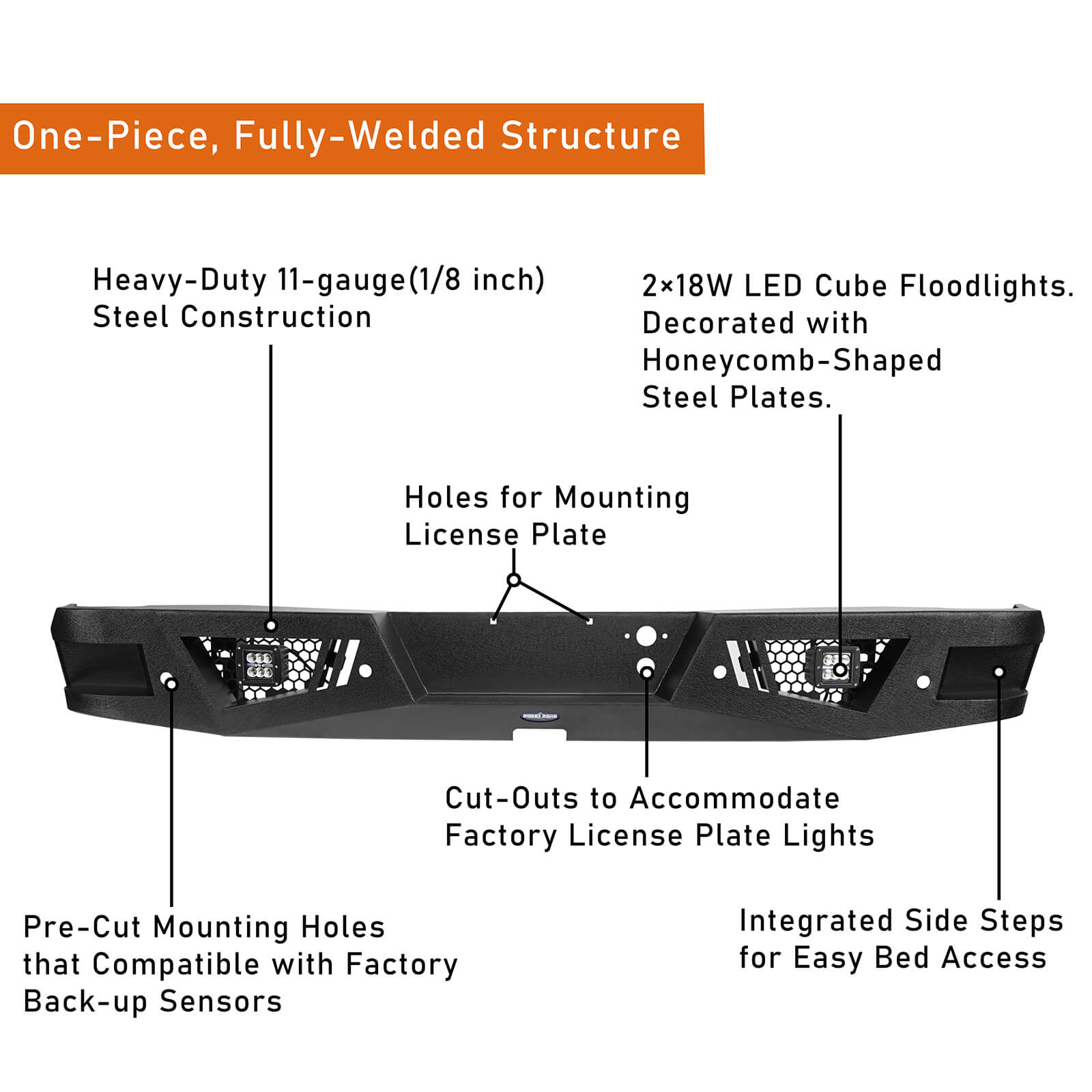 HR Rear Bumper Back Bumper for Chevy Silverado 1500 - ultralisk4x4 u9024 7