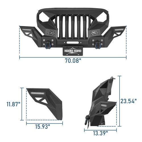 Mad Max Grill+Bumper w/ Winch Plate & LED Spotlights For 2007-2018 Jeep Wrangler JK - Ultralisk 4x4