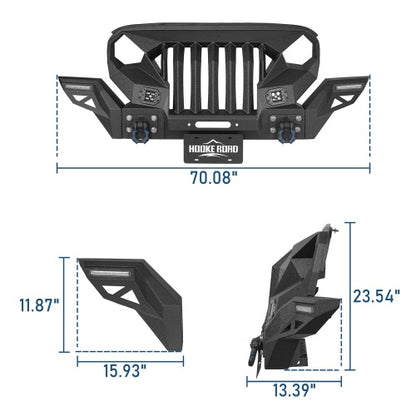 Mad Max Grill+Bumper w/ Winch Plate & LED Spotlights For 2007-2018 Jeep Wrangler JK - Ultralisk 4x4