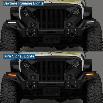 Mad Max Grill+Bumper w/ Winch Plate & LED Spotlights For 2007-2018 Jeep Wrangler JK - Ultralisk 4x4