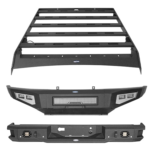 Front Bumper & Rear Bumper & Roof Rack Luggage Carrier(09-14 Ford F-150 SuperCrew,Excluding Raptor) - ultralisk4x4