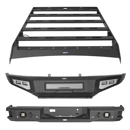 Front Bumper & Rear Bumper & Roof Rack Luggage Carrier(09-14 Ford F-150 SuperCrew,Excluding Raptor) - ultralisk4x4