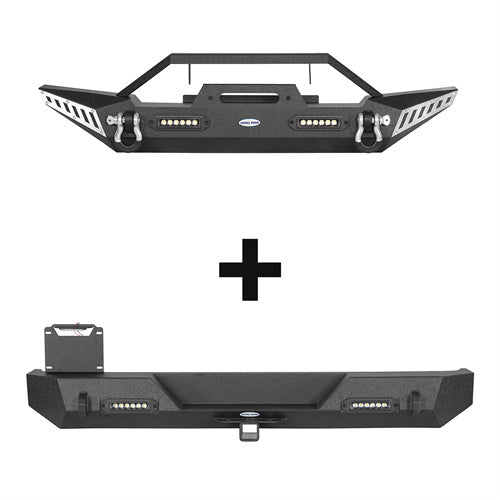 Stubby Front Bumper & Different Trail Rear Bumper Combo(97-06 Jeep Wrangler TJ YJ) - ultralisk4x4