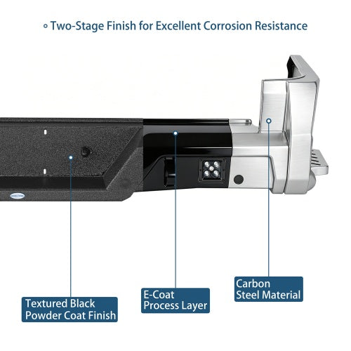 Ultralisk ExplorerX Rear Bumper w/ Bedside Slider Steps & LED Spotlights For 16-23 Toyota Tacoma Models