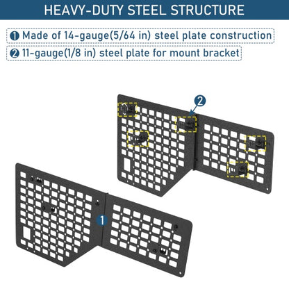Bed Side MOLLE Panels - Pairs For 2015-2022 Chevy Colorado & GMC Canyon 5'2" Bed - Ultralisk4x4