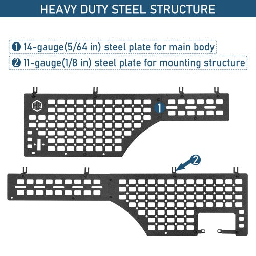 Bed Side MOLLE Panels - Pairs For 2020-2026 Jeep Gladiator JT - Ultralisk4x4