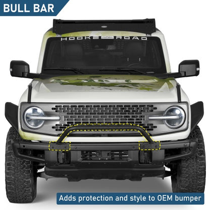 Tubular Bull Bar For 2021-2026 Ford Bronco w/ Steel Modular Bumper(Excluding Raptor, Everglades, Black Diamond) - Ultralisk4x4