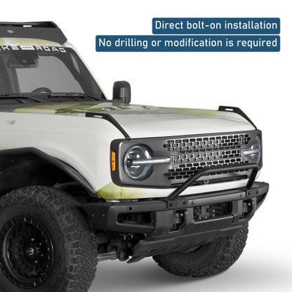 Tubular Bull Bar For 2021-2026 Ford Bronco w/ Steel Modular Bumper(Excluding Raptor, Everglades, Black Diamond) - Ultralisk4x4