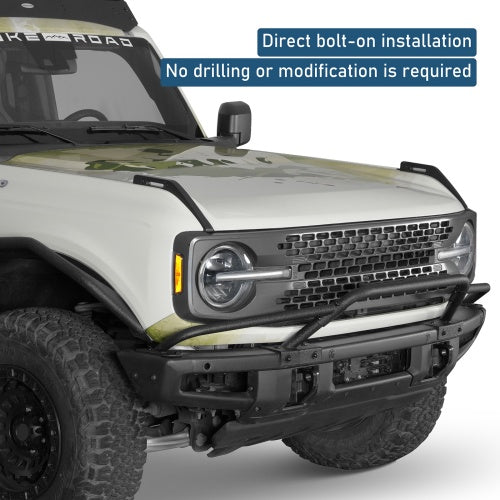 Ultralisk4x4 Baja Style Bull Bar For 2021-2026 Ford Bronco w/ Steel Modular Bumper(Excluding Bronco Sport & Raptor, Everglades, Black Diamond)